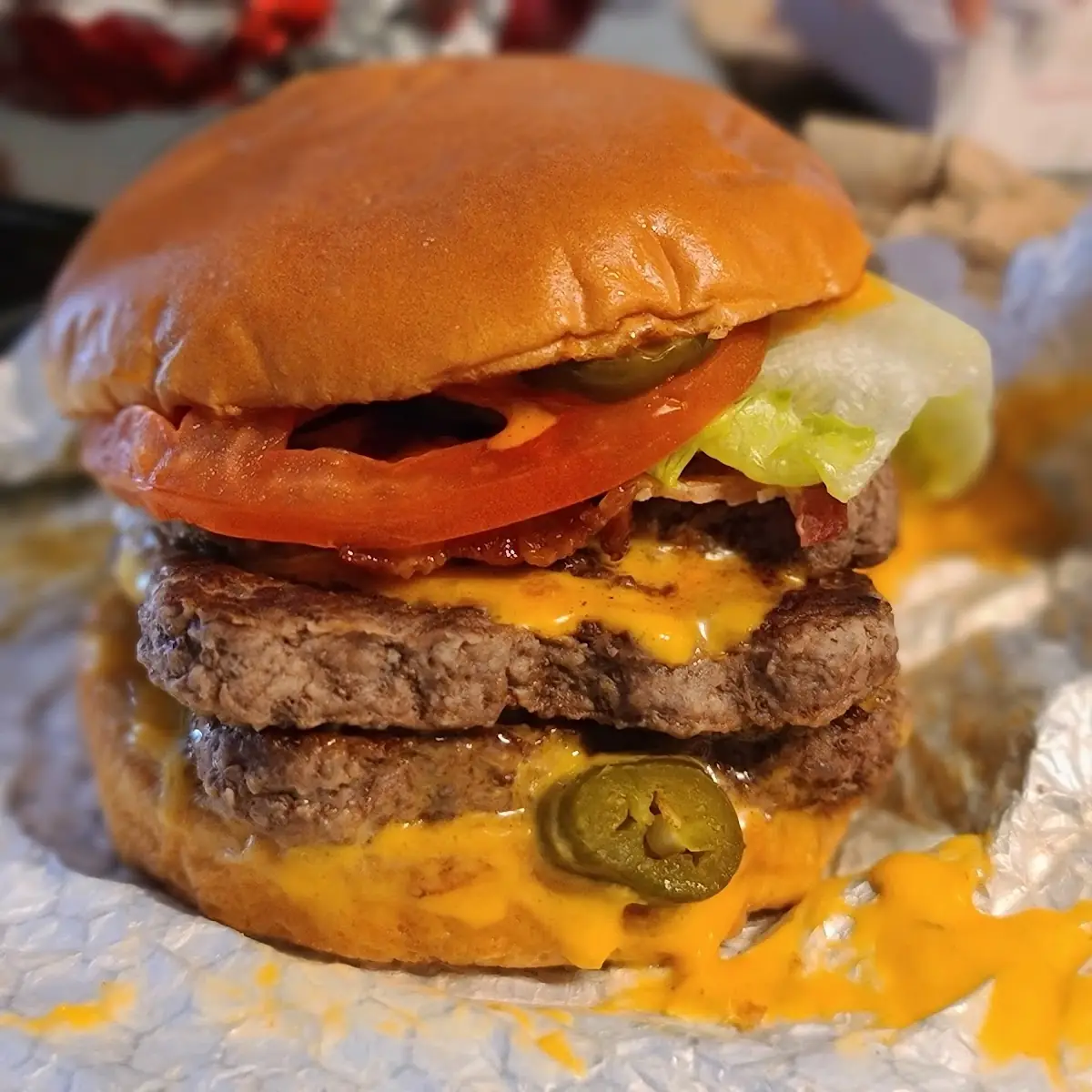 Jalapeño Bacon Triple Cheeseburger