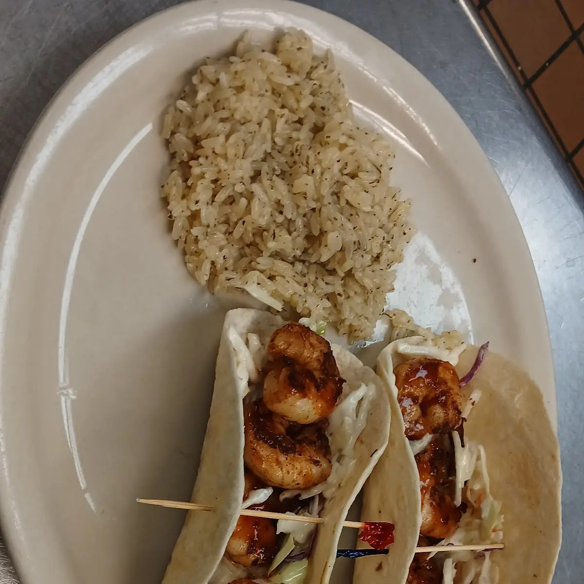 Shrimp Tacos with Cilantro Rice