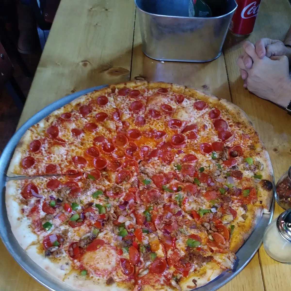 Half Pepperoni and Half Supreme Pizza