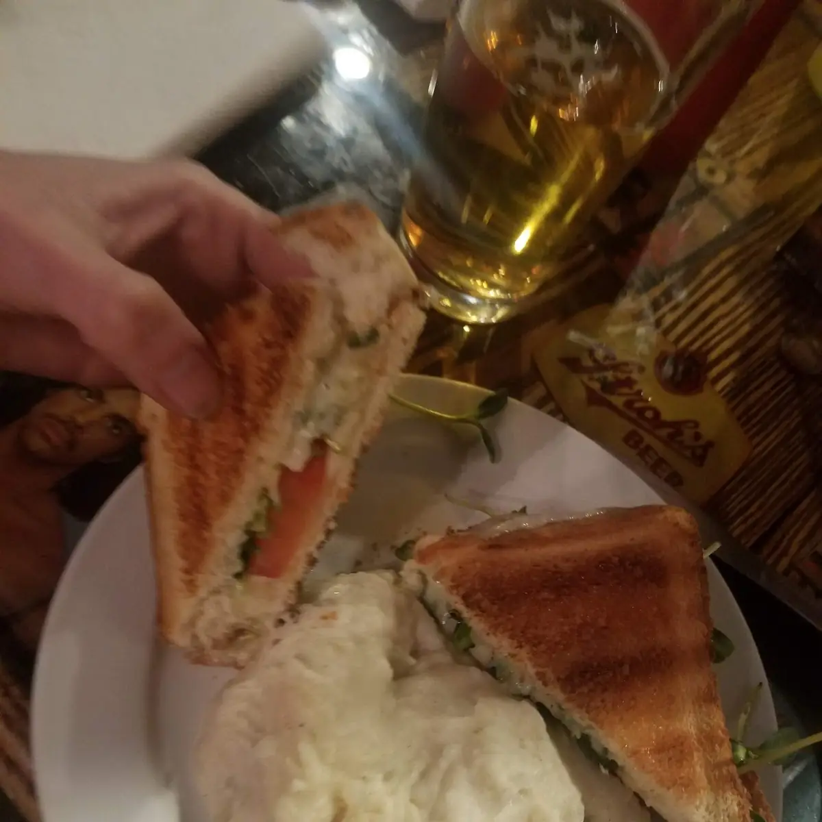 Grilled Cheese Sandwich and Mashed Potatoes