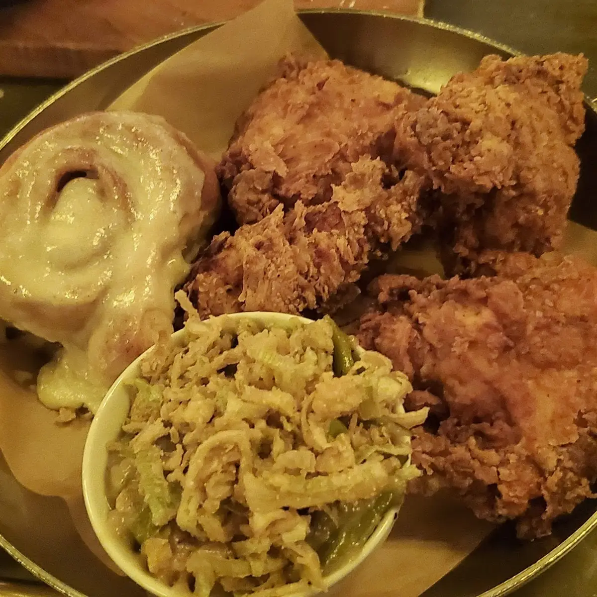 Fried Chicken and Cinnamon Roll