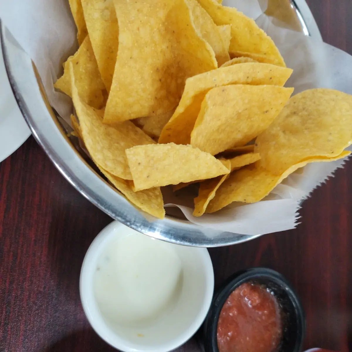 Setup Chips Salsa and Queso