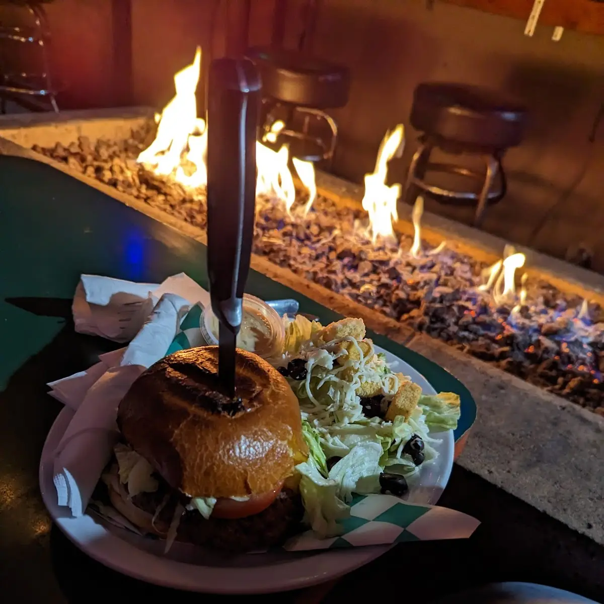Cheeseburger and Side Salad