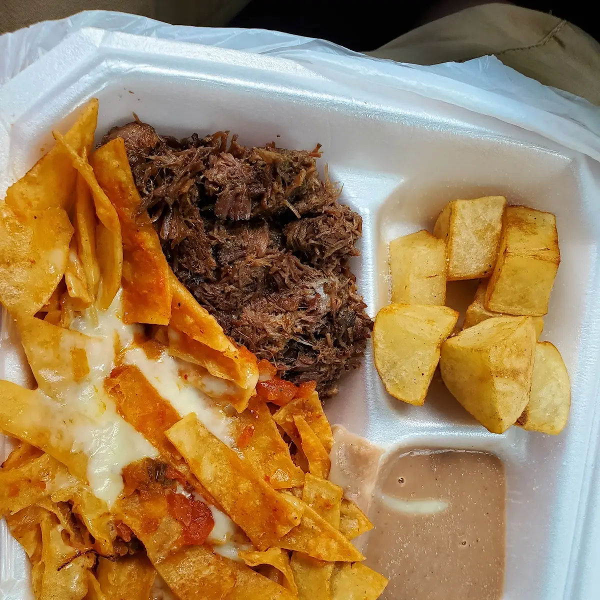 Chilaquiles with Barbacoa Plate
