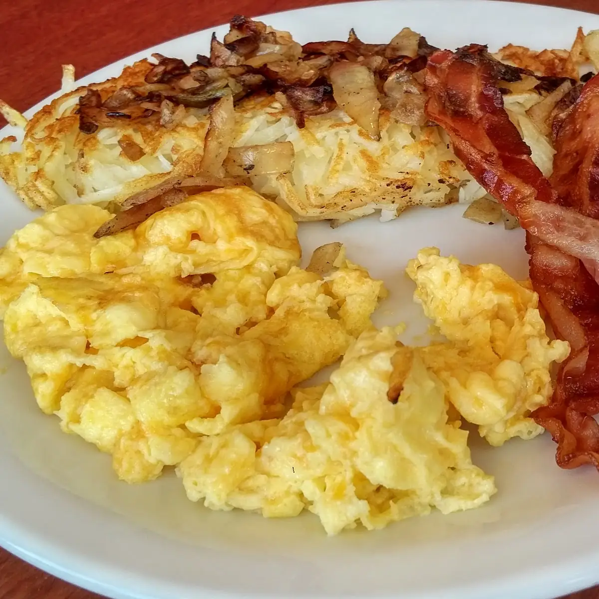 Scrambled Eggs Bacon and Home Fries
