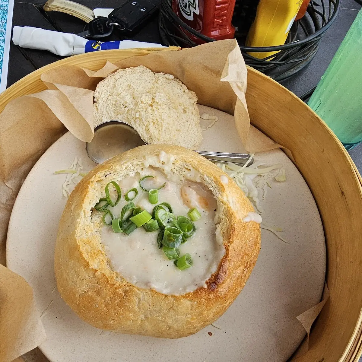 Seafood Chowder in a Bread Bowl