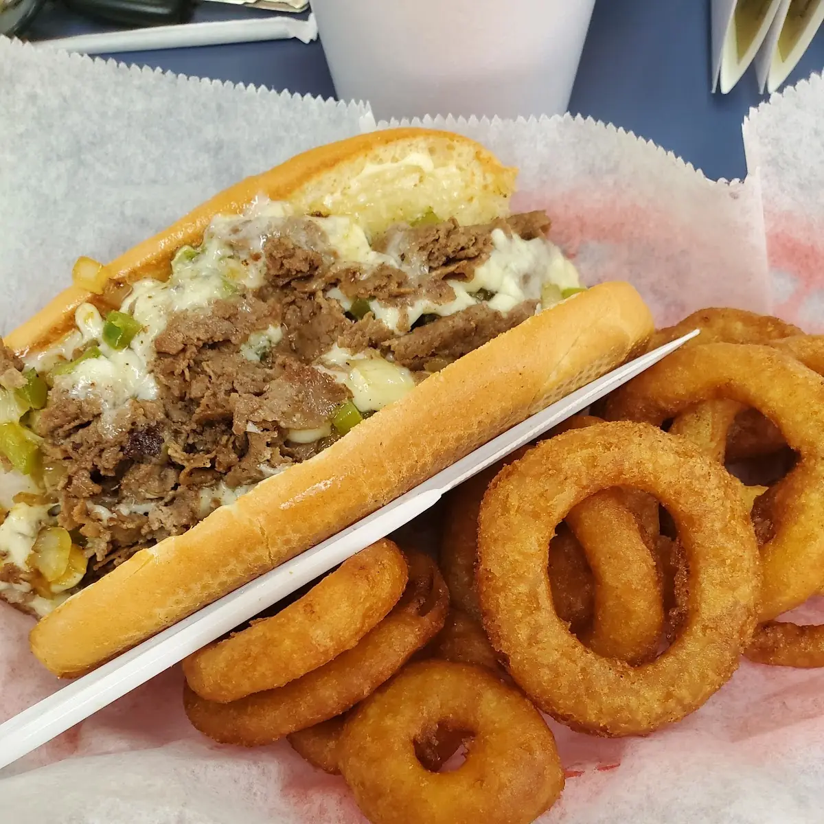 Philly Cheese Steak with Onions Peppers & Cheese