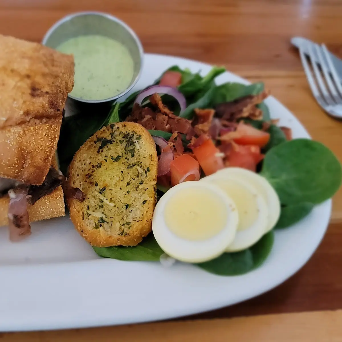 Philly Cheese Steak Sandwich with Spinach Salad