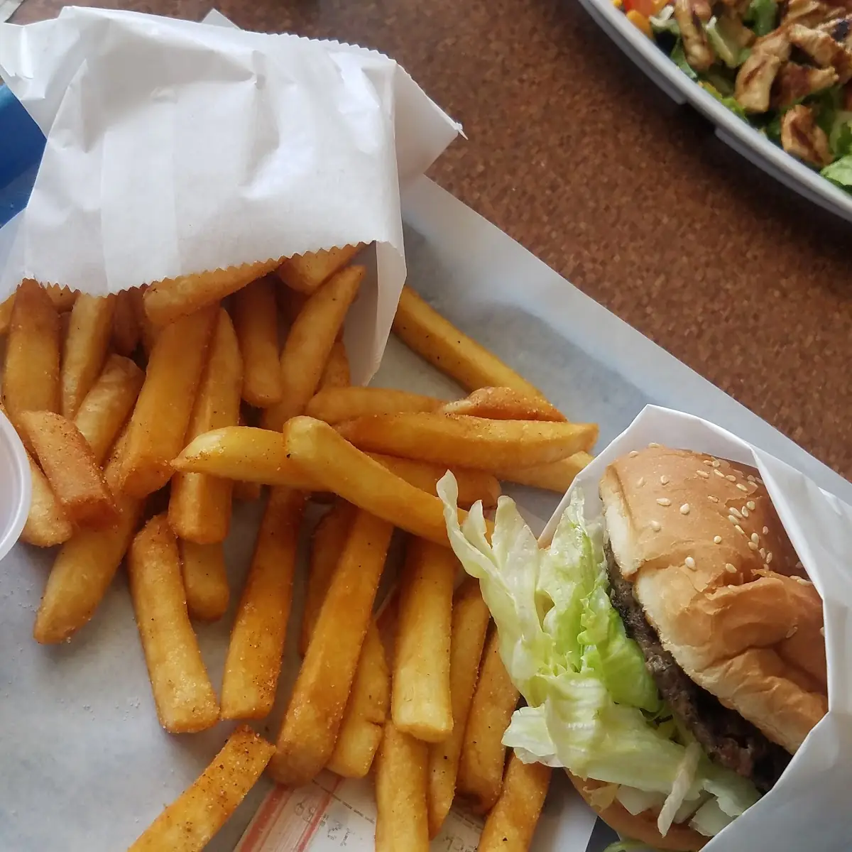 Burger and Well Done Fries