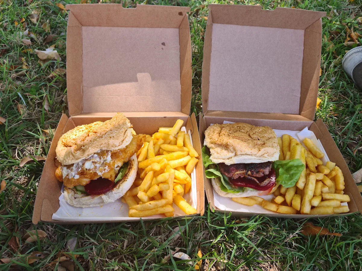 Fish Burger and Big Hamburger