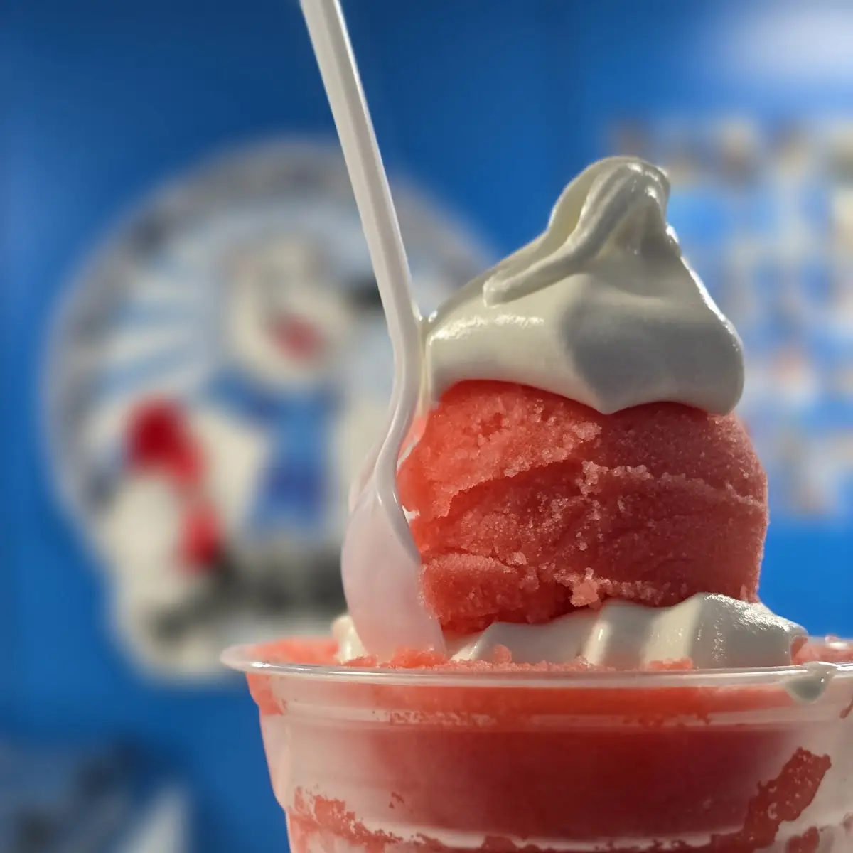 Watermelon Italian Ice with Vanilla Ice Cream