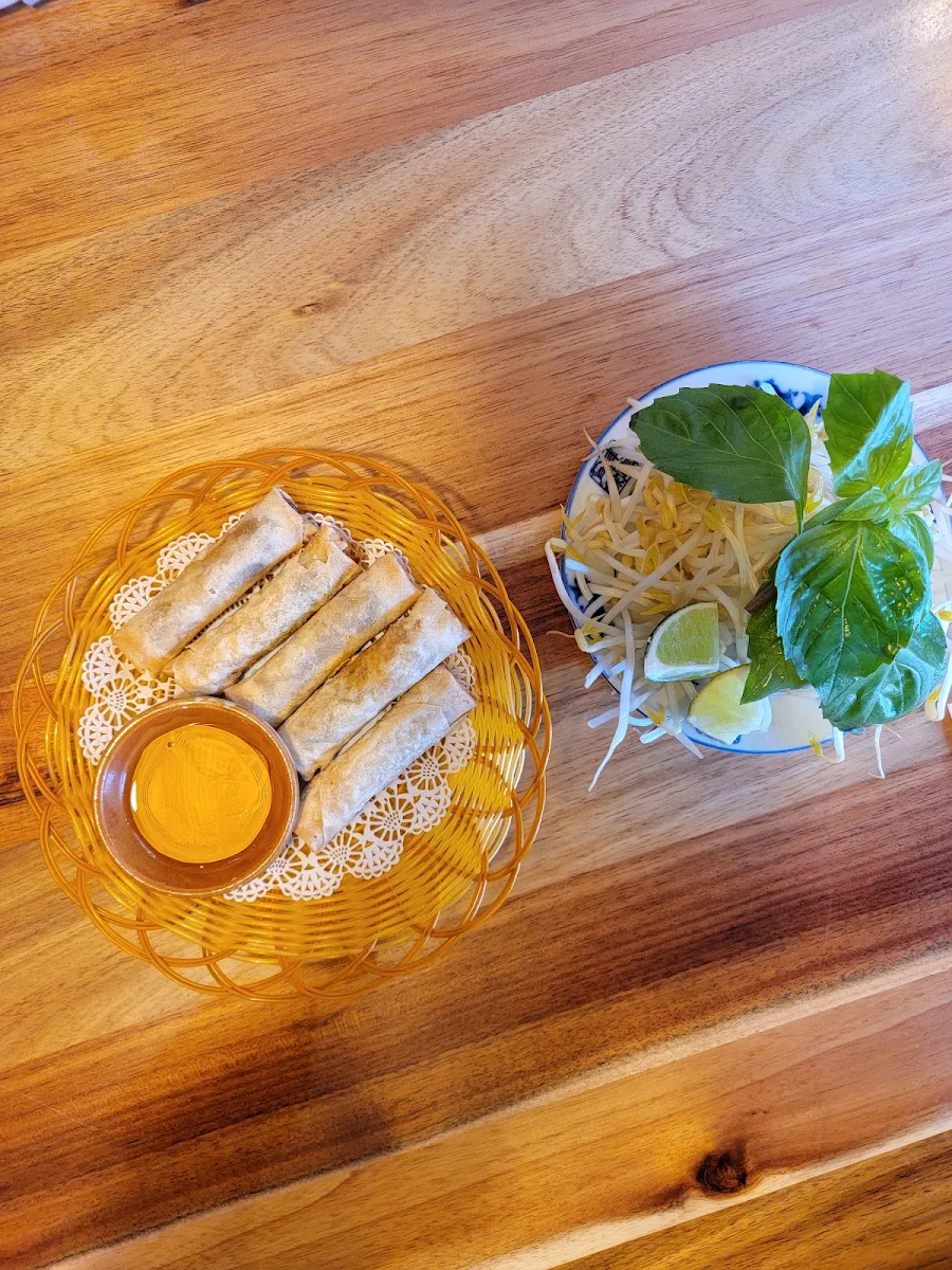 Grilled Chicken & Spring Roll on Vermicelli