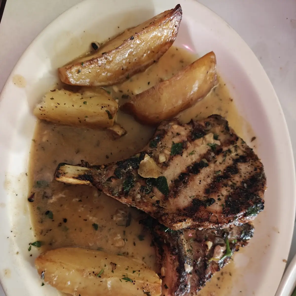 Grilled Pork Chops Vesuvio