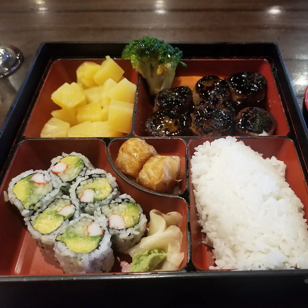 Shrimp Bento with Sushi Rolls