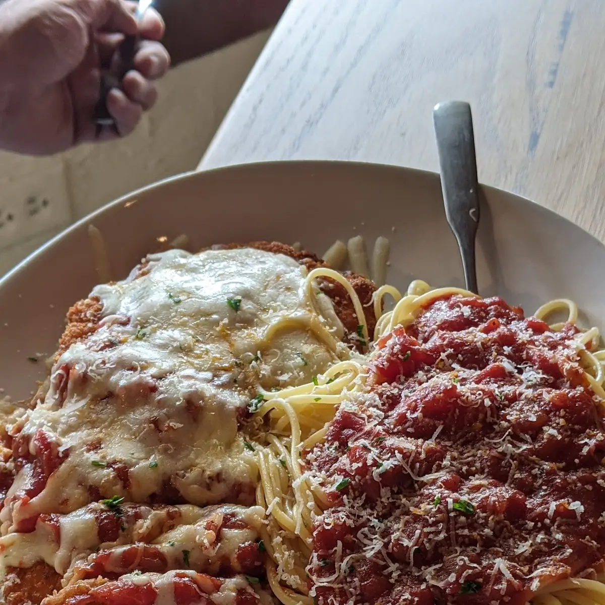 Chicken Parmigiana with Spaghetti