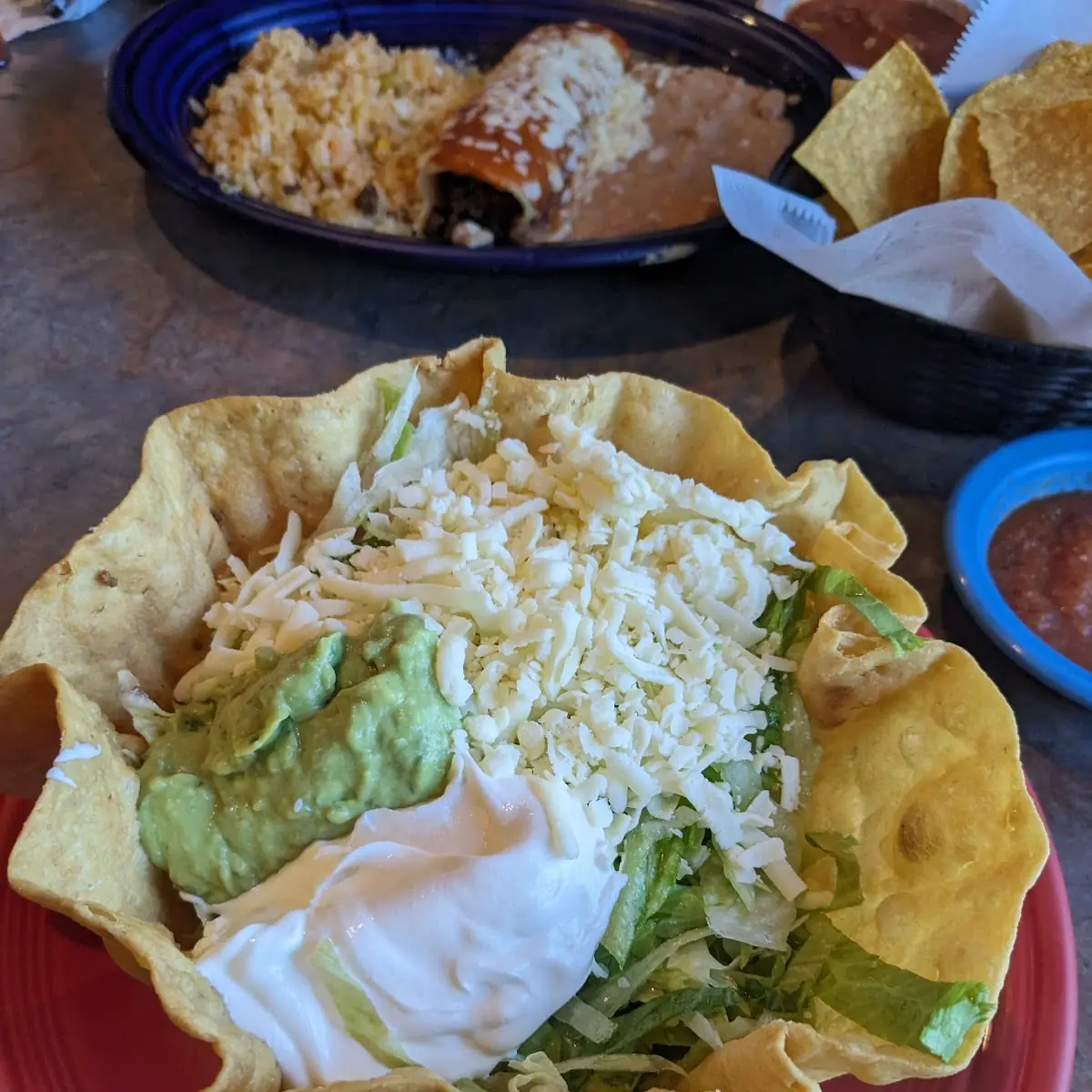 Taco Salad and Salsa with Chips