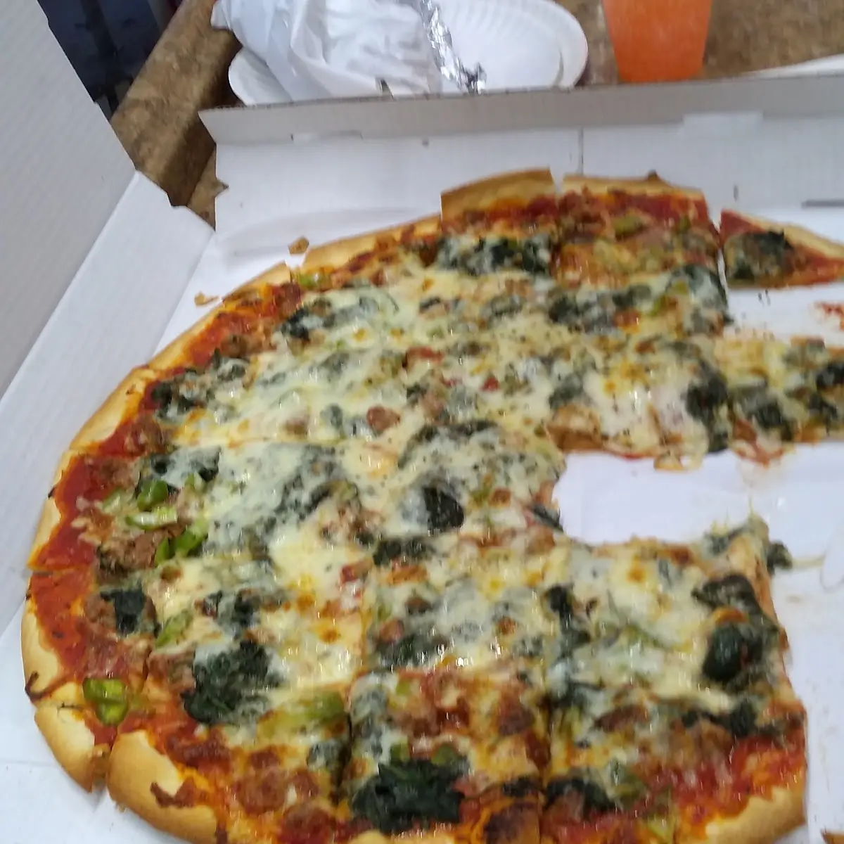 Spinach and Sausage Pizza