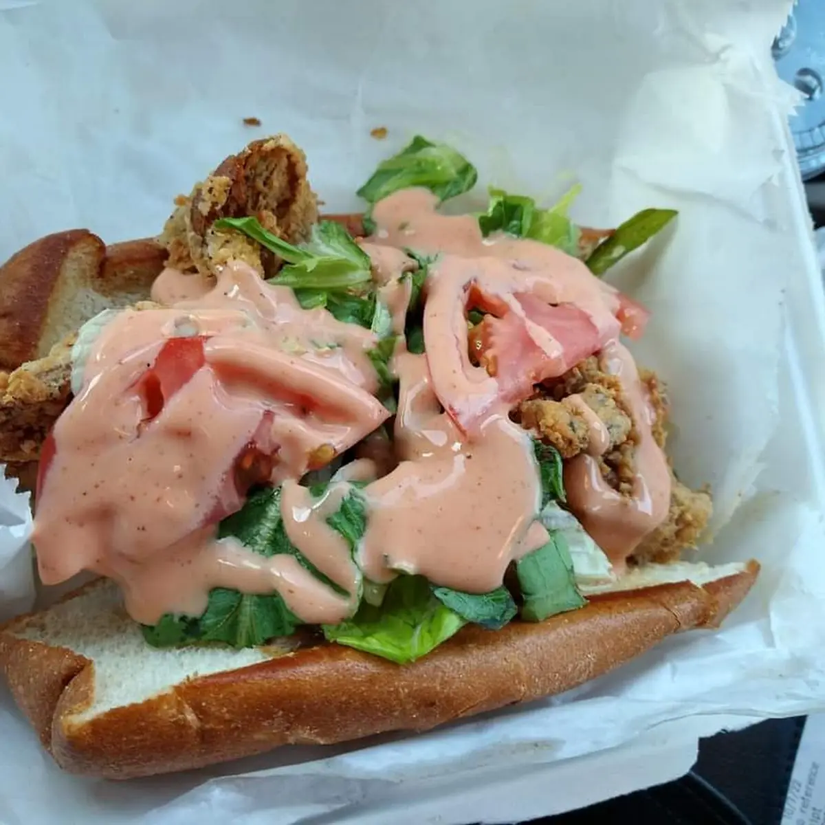 Fried Oyster Mushrooms Sandwich