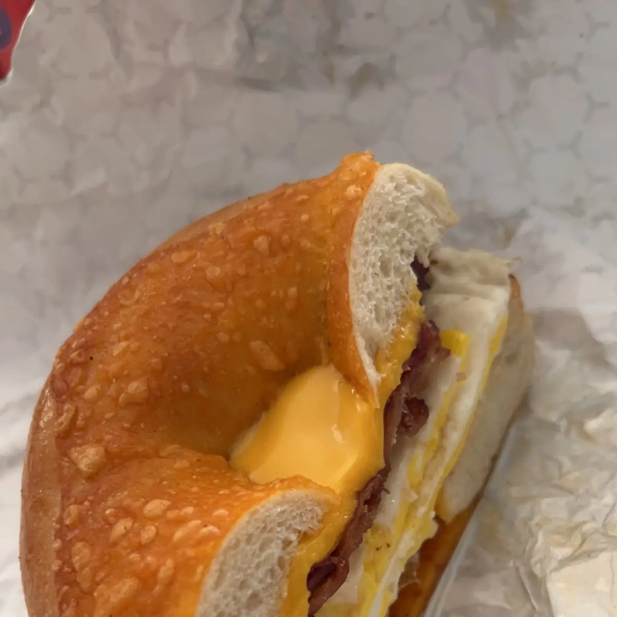 Bacon Egg and Cheese on an Onion Bagel
