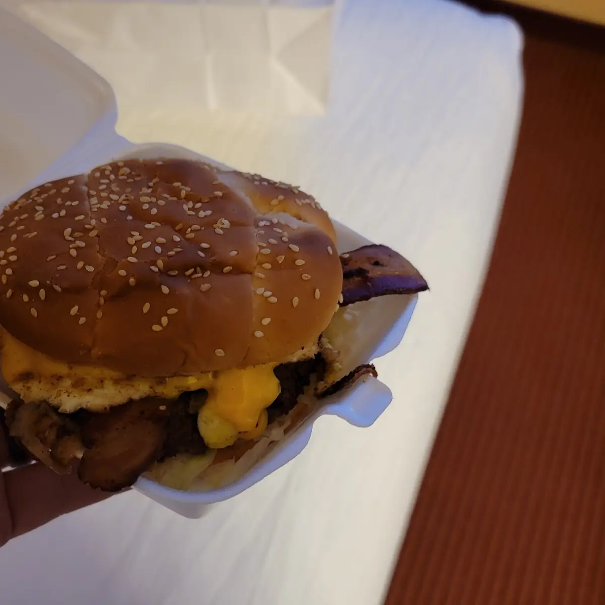Bacon and Cheese Burger with Egg