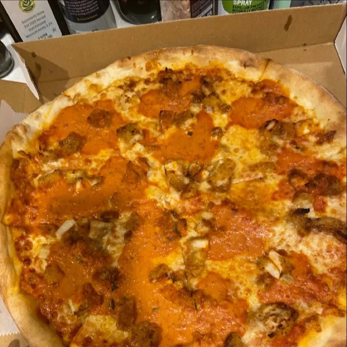 Pizza with Fried Chicken
