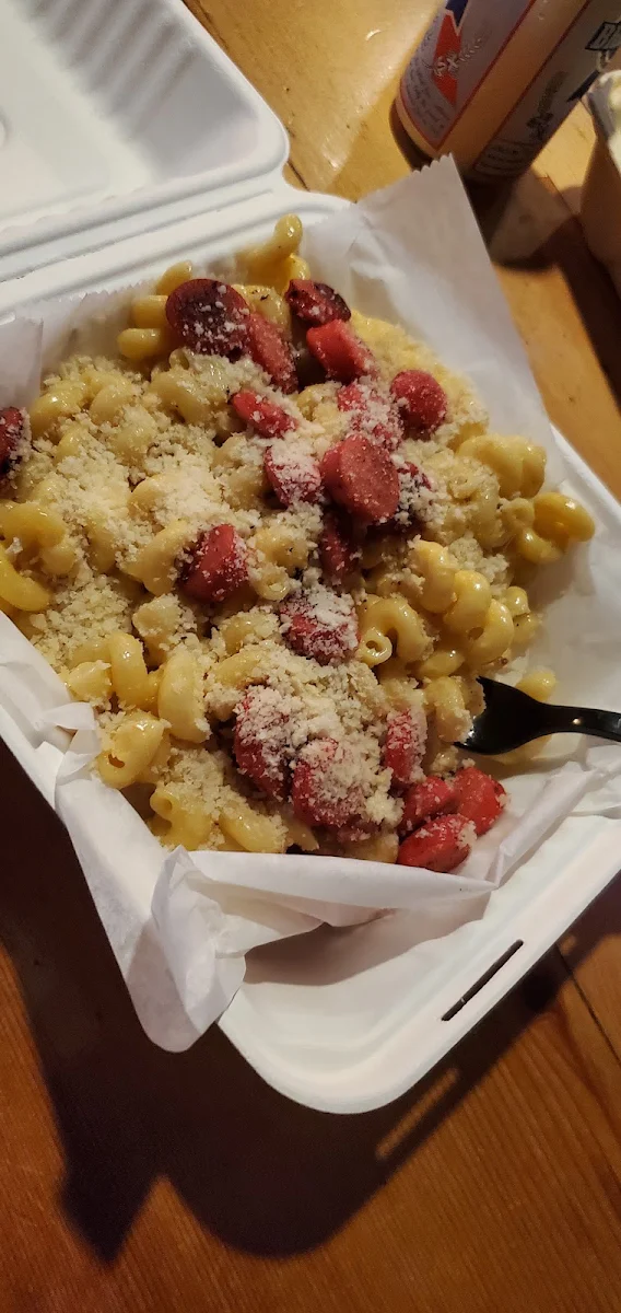 Macaroni & Cheese with Red Hot Dogs