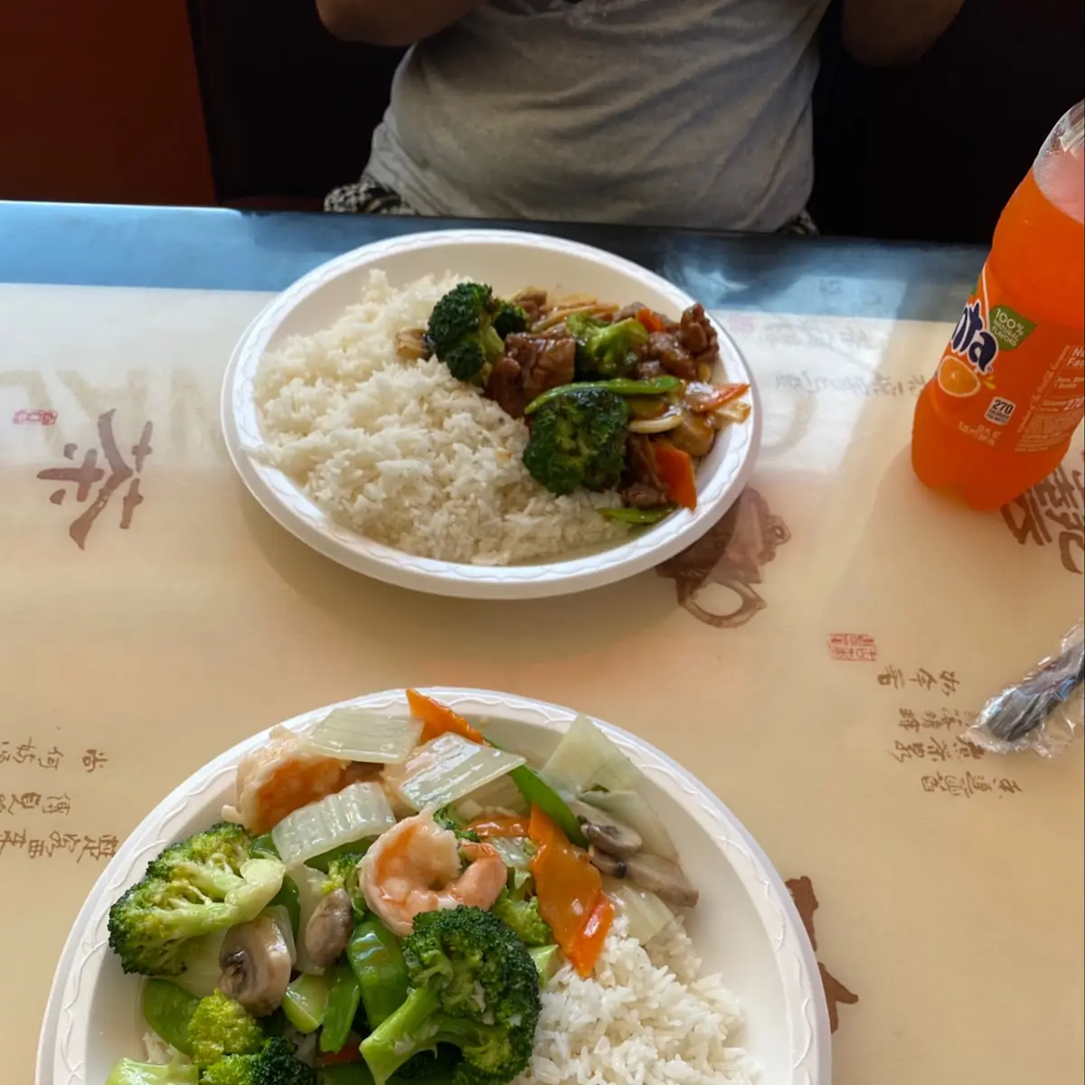 Shrimp Vegetables and White Rice Beef with Vegetables