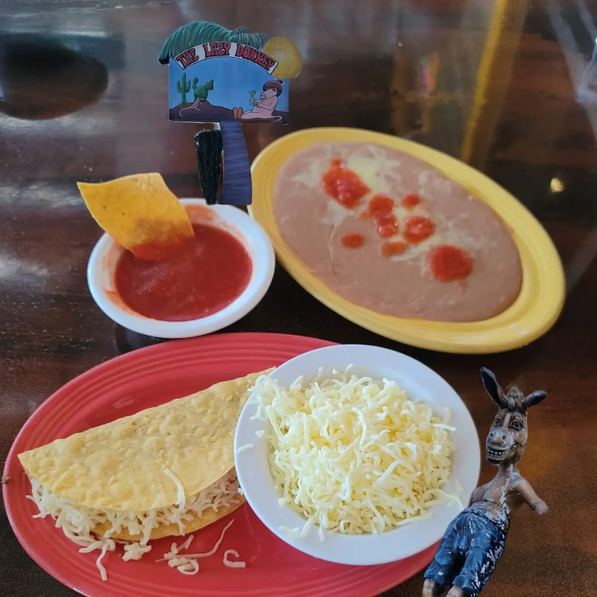 Taco Refried Beans Bowl of Shredded Cheese