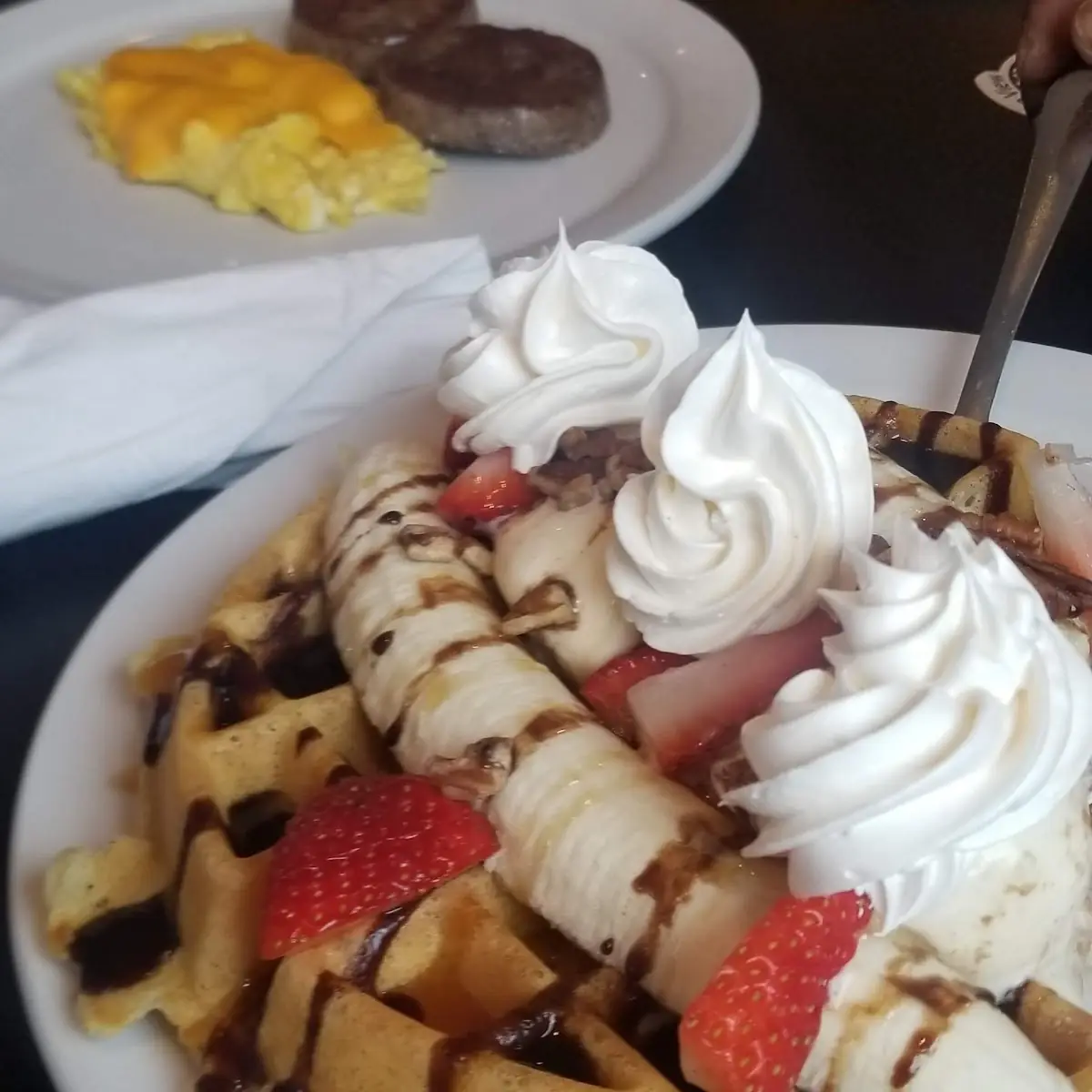 Banana Split Pancakes and Eggs