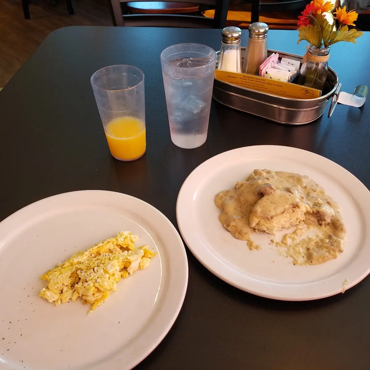 Scrambled Eggs and Biscuits and Gravy