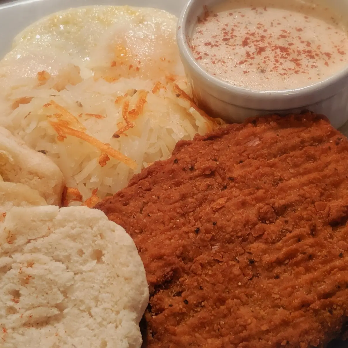 Chicken Fried Steak with Biscuits and Gravy