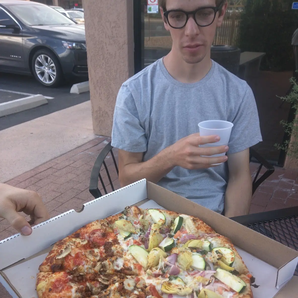 Half Veggie Half Meat Pizza