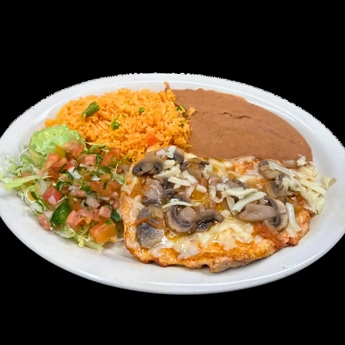 With Rice and Refried Beans