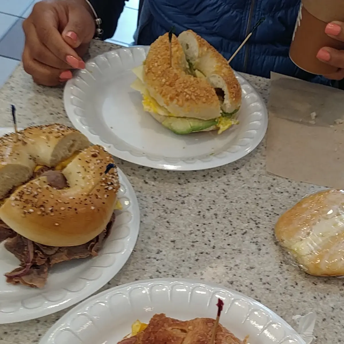 Spinach Egg and Cheese Croissant Philly Steak Egg and Cheese on an Everything Bagel