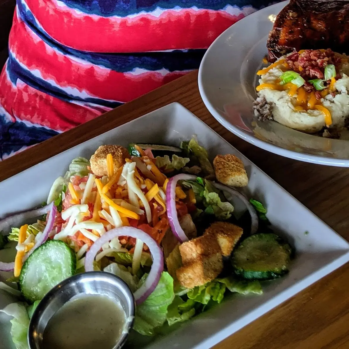 Ribs Mashed Potatoes and House Salad