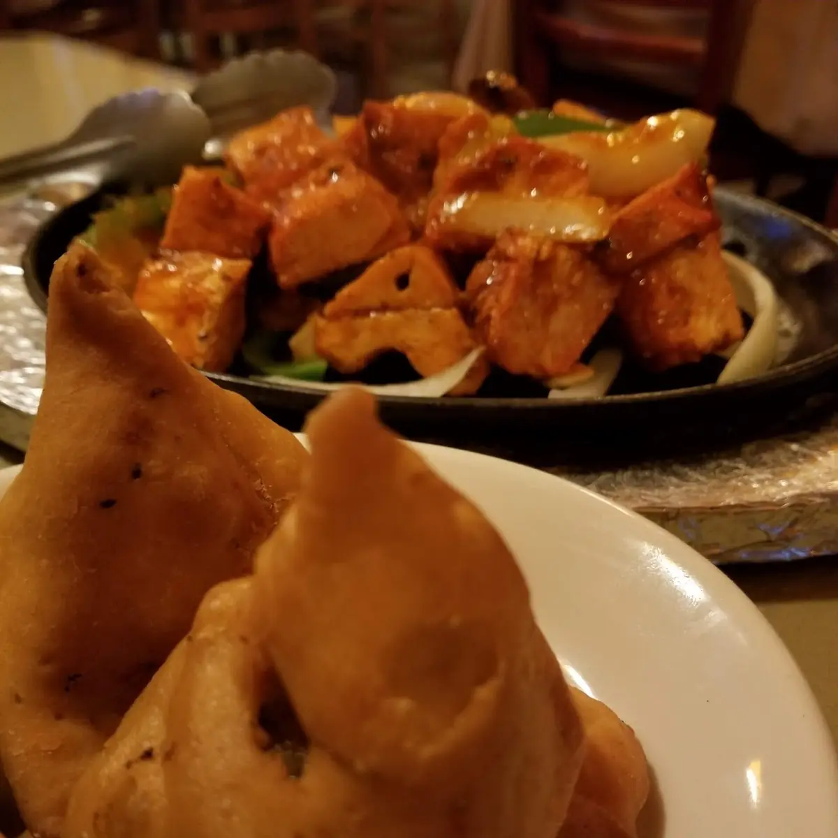 Chicken Tikka Masala and Samosas