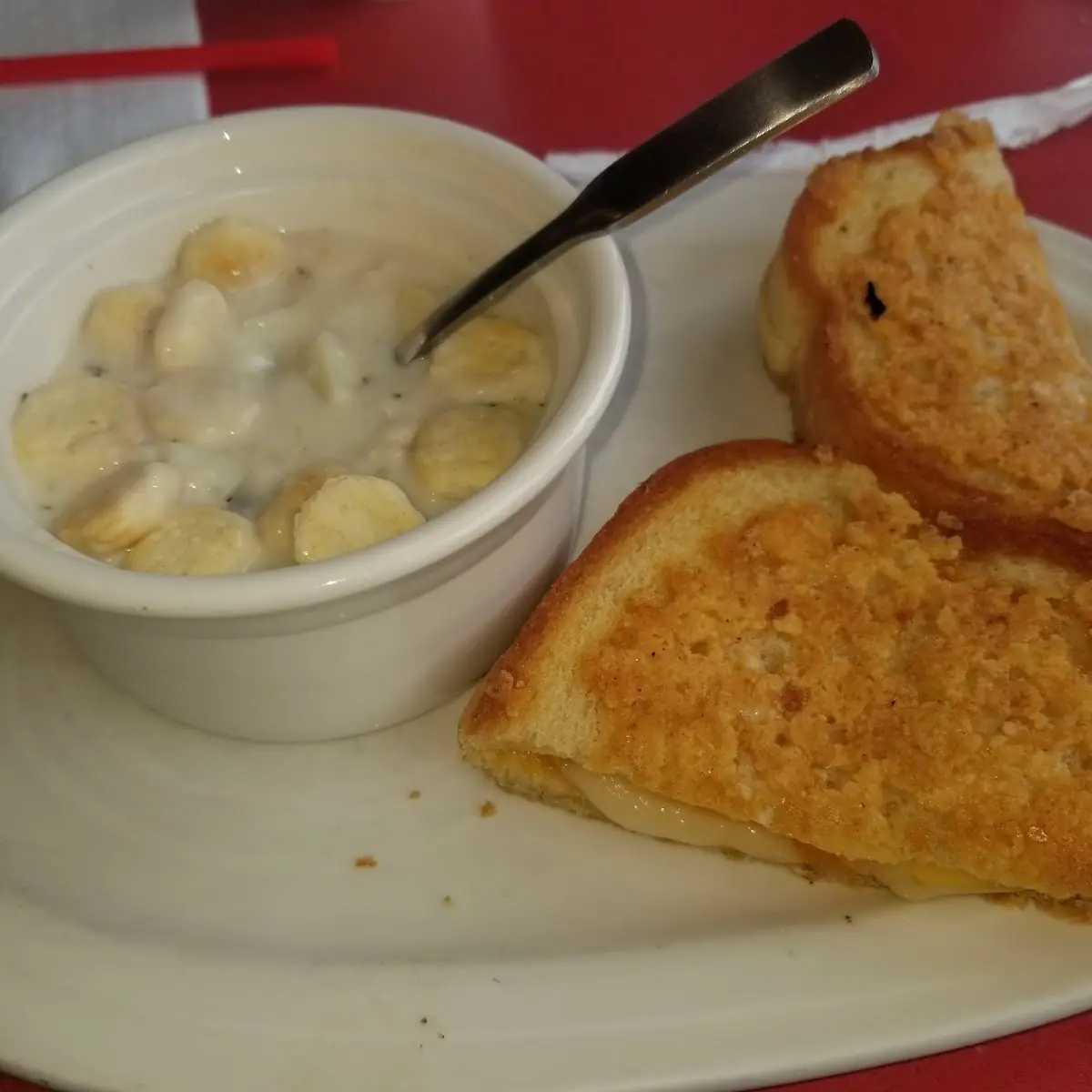 Grilled Cheese Sandwich and Clam Chowder