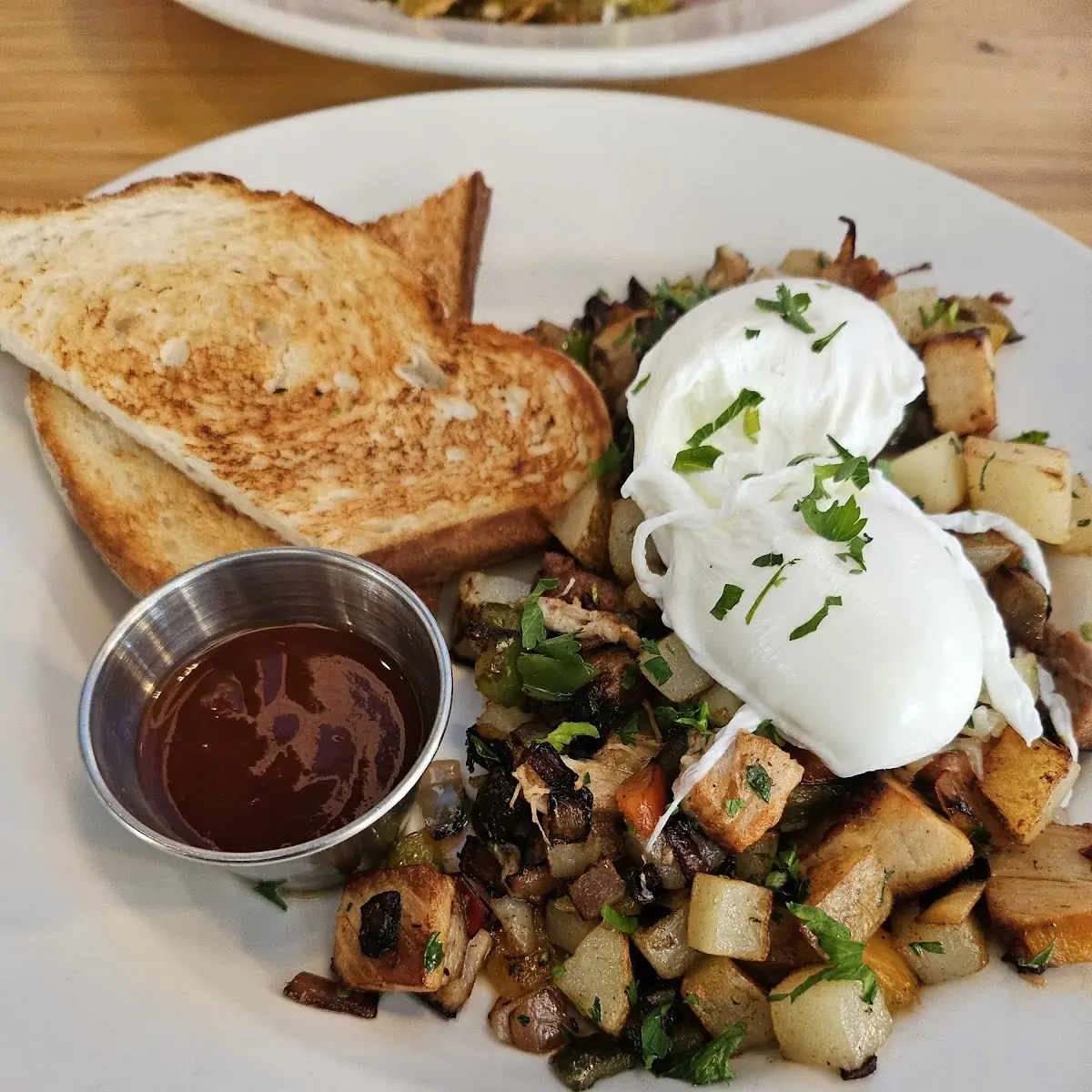 Roast Pork Hash with Poached Eggs