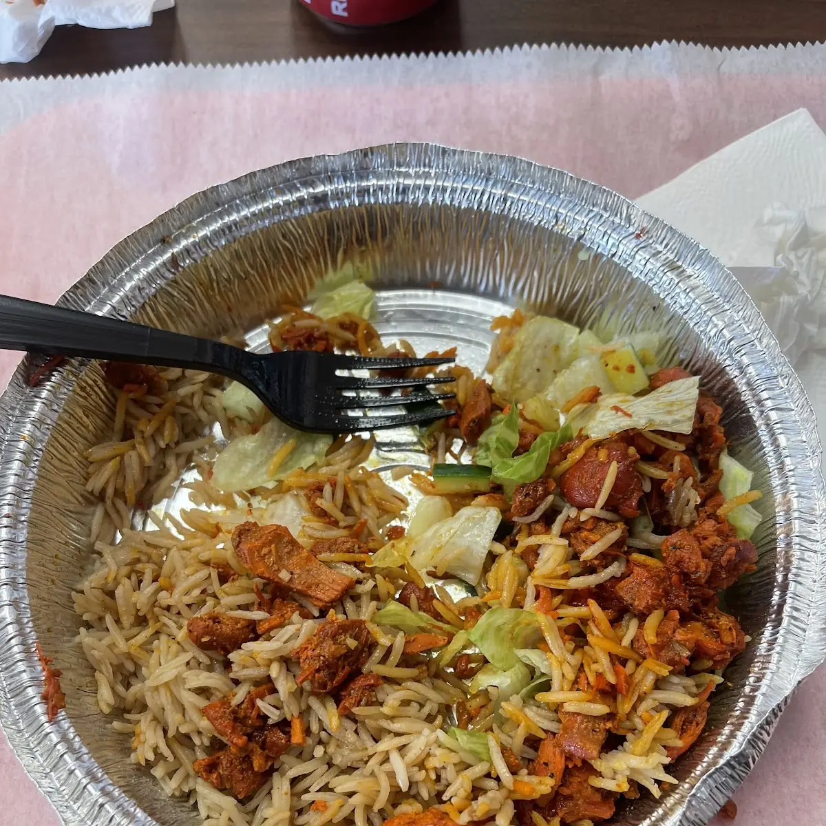 Chicken over Rice with Hot Sauce