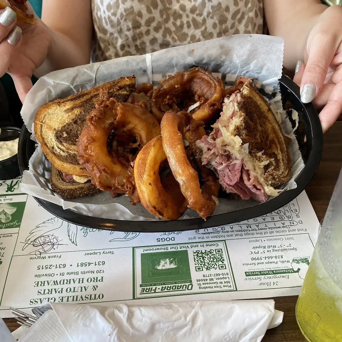 Reuben with Onion Rings