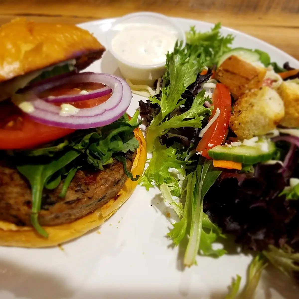 Veggie Burger and Side Salad
