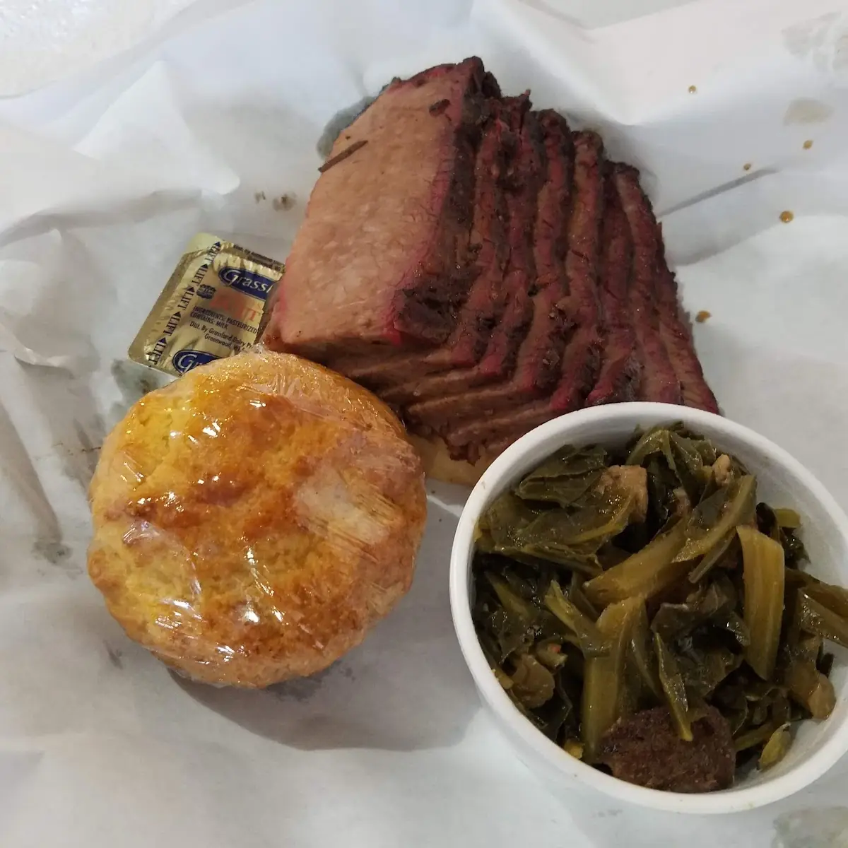 Brisket Cornbread and Collard Greens