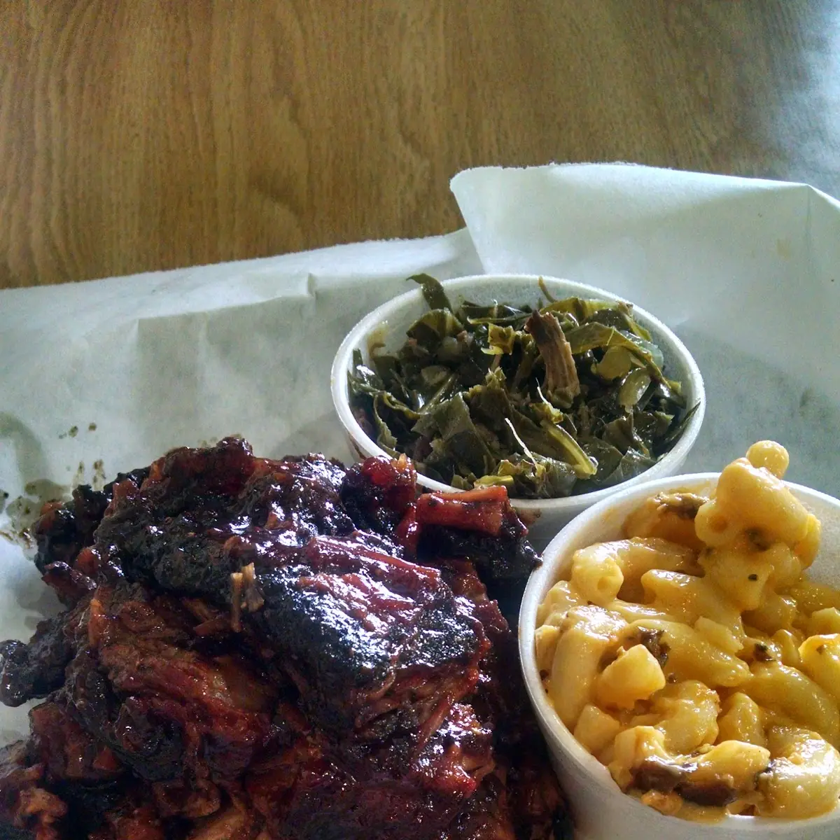 Burnt Ends Mac and Cheese Collard Greens