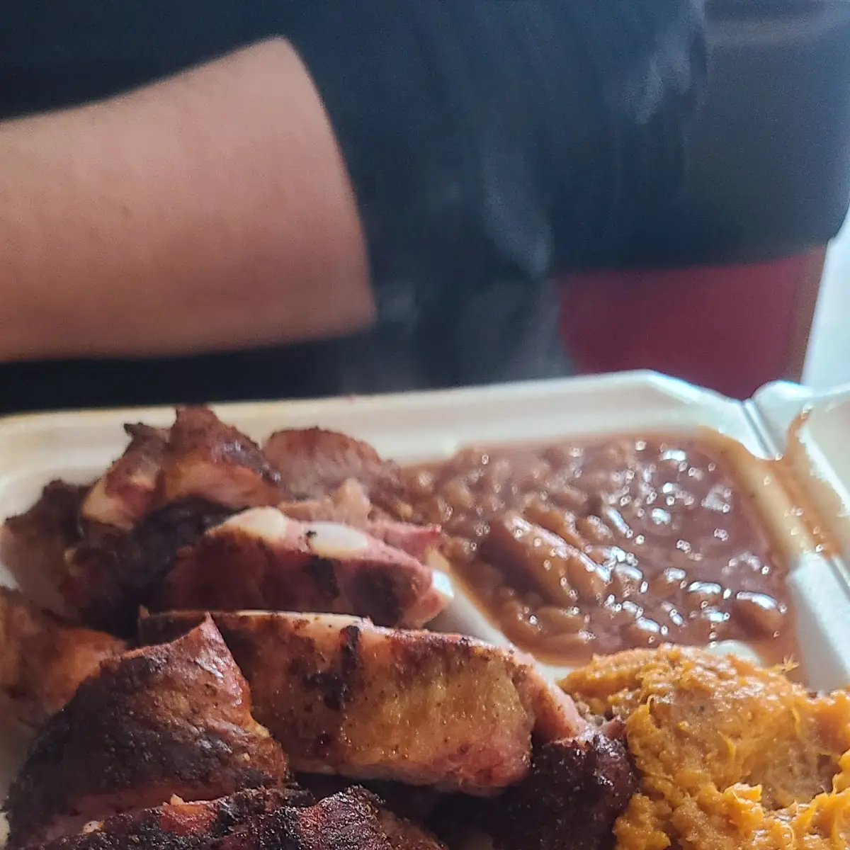 Rib Tips and Sweet Potatoes