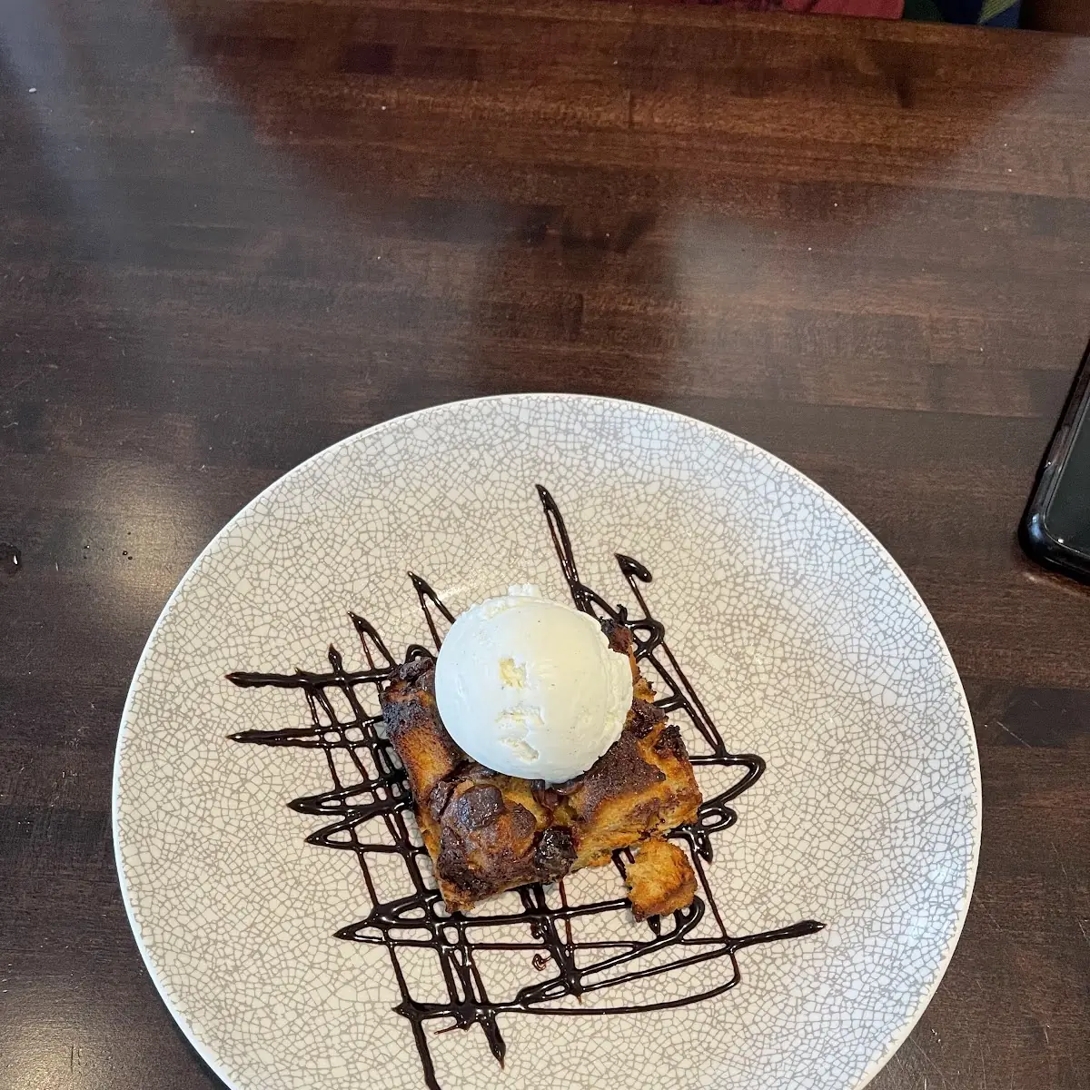 Choclate Bread Pudding with Vanilla Ice Cream