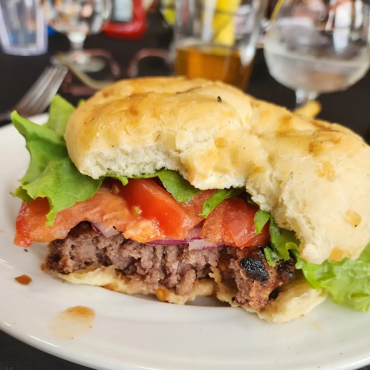 Safari Burger with Bite Taken