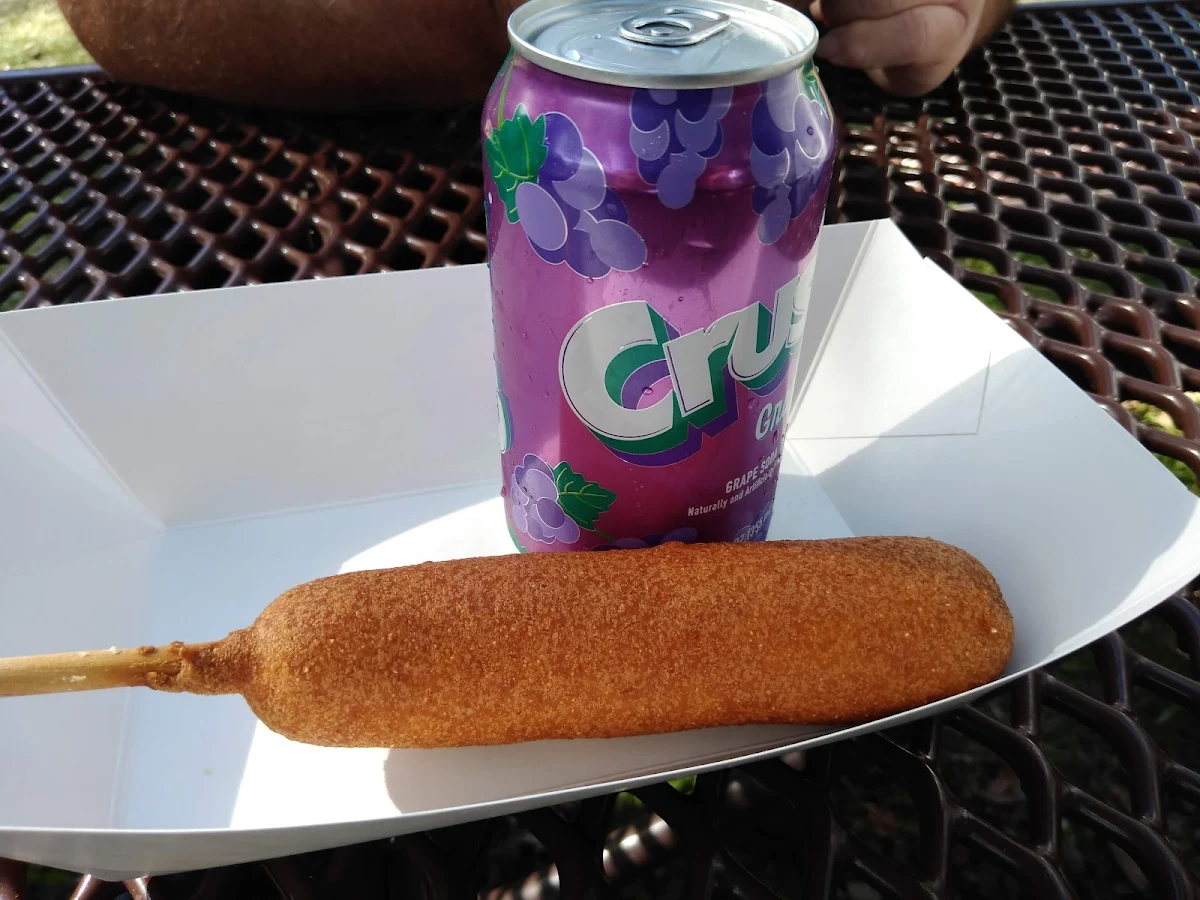 Corn Dog and Grape Soda