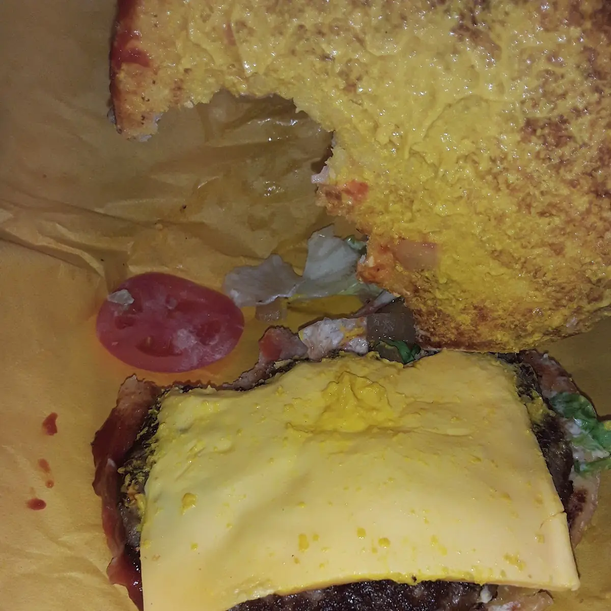 What a Burger with Cheese Grilled Onions