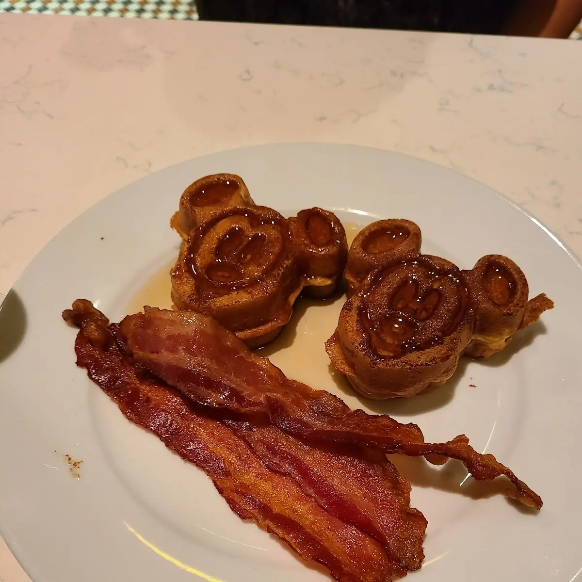 Mickey Waffles with Bacon