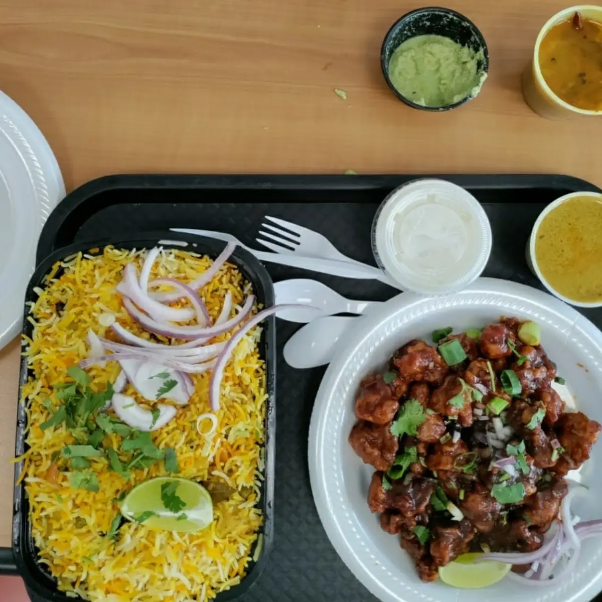 Veg Biryani and Gobi Manchurian
